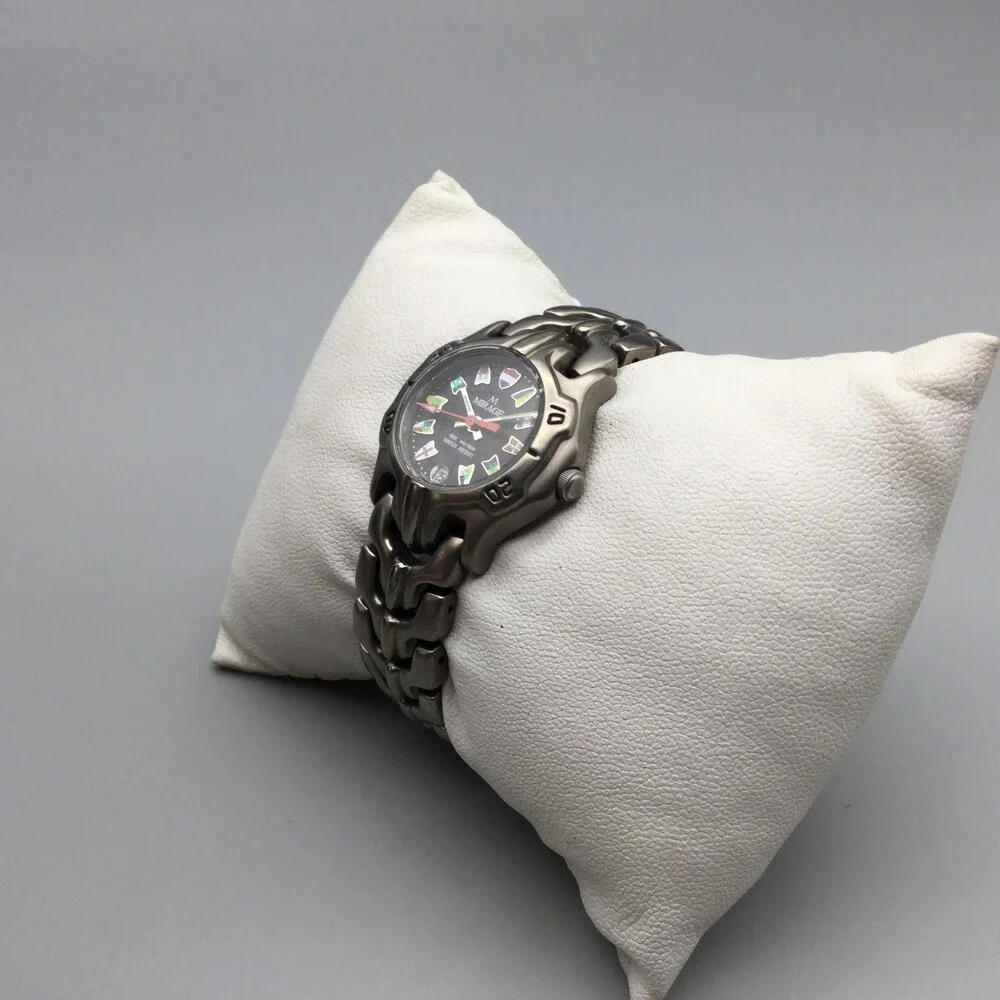 Mirage Womens Watch 25mm Black Flag Dial Diver Stainless Date New Battery 5.5